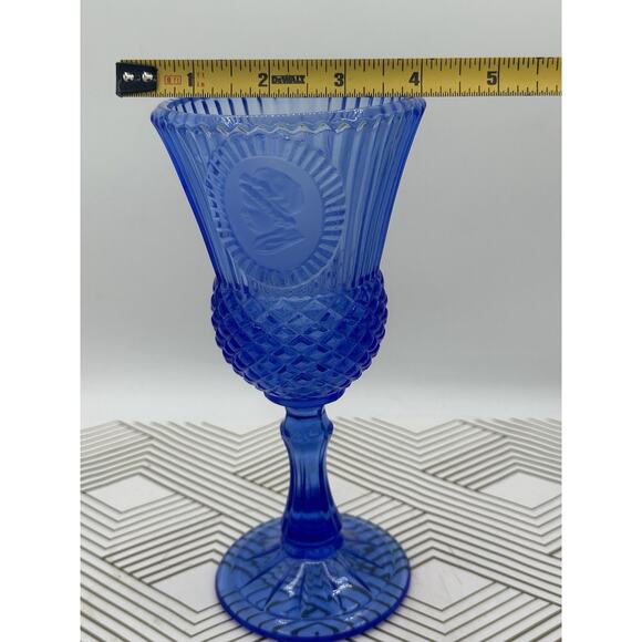 Vintage Avon Fostoria American Pink Glaskelch With Relief From Pressed Glass - Picture 7 of 7